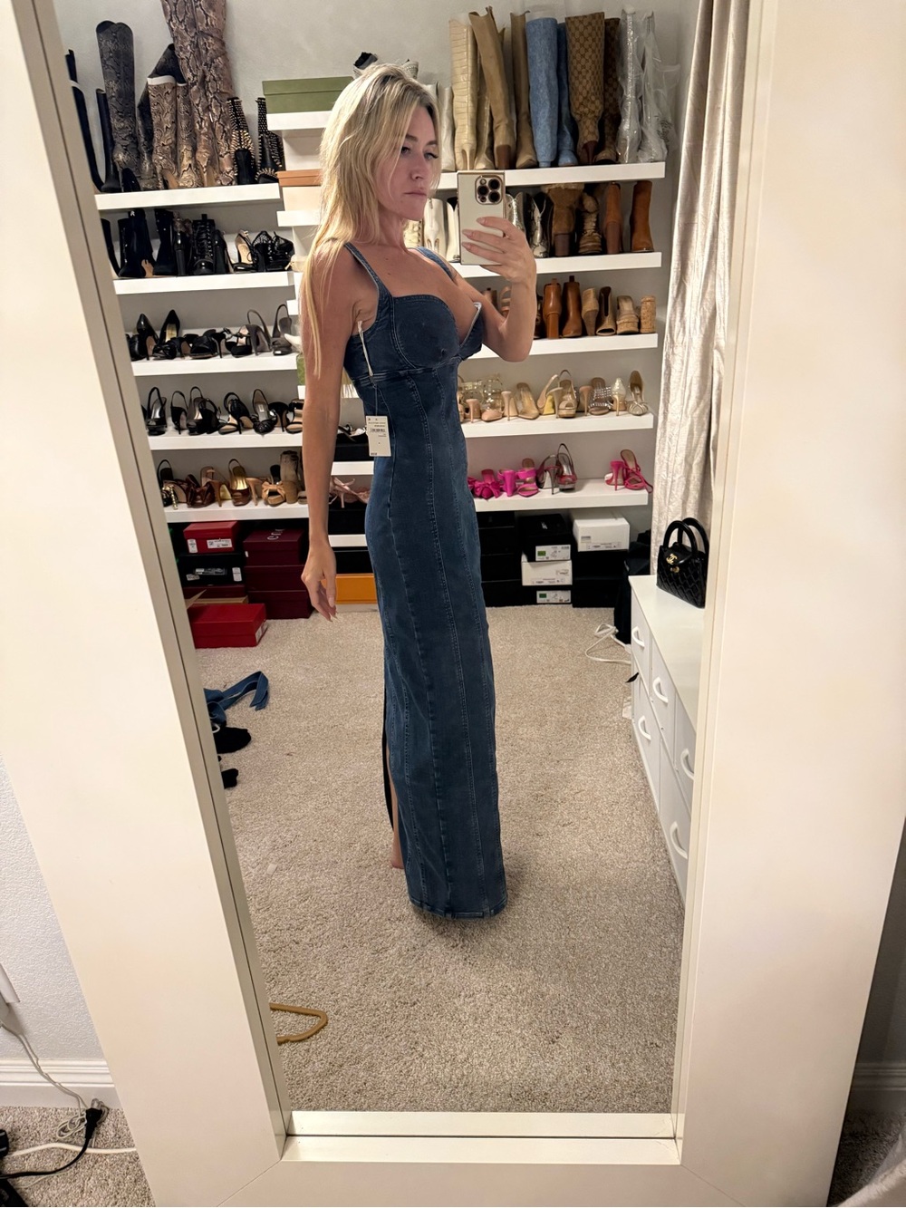 Good American Dark Blue Denim Midi Dress - Picture 8 of 10